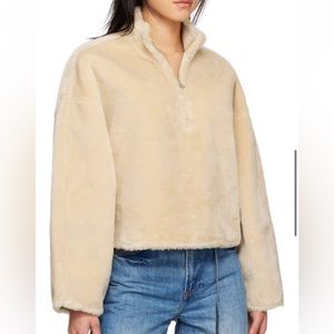 Frame Faux Fur Popover Quarter Zip